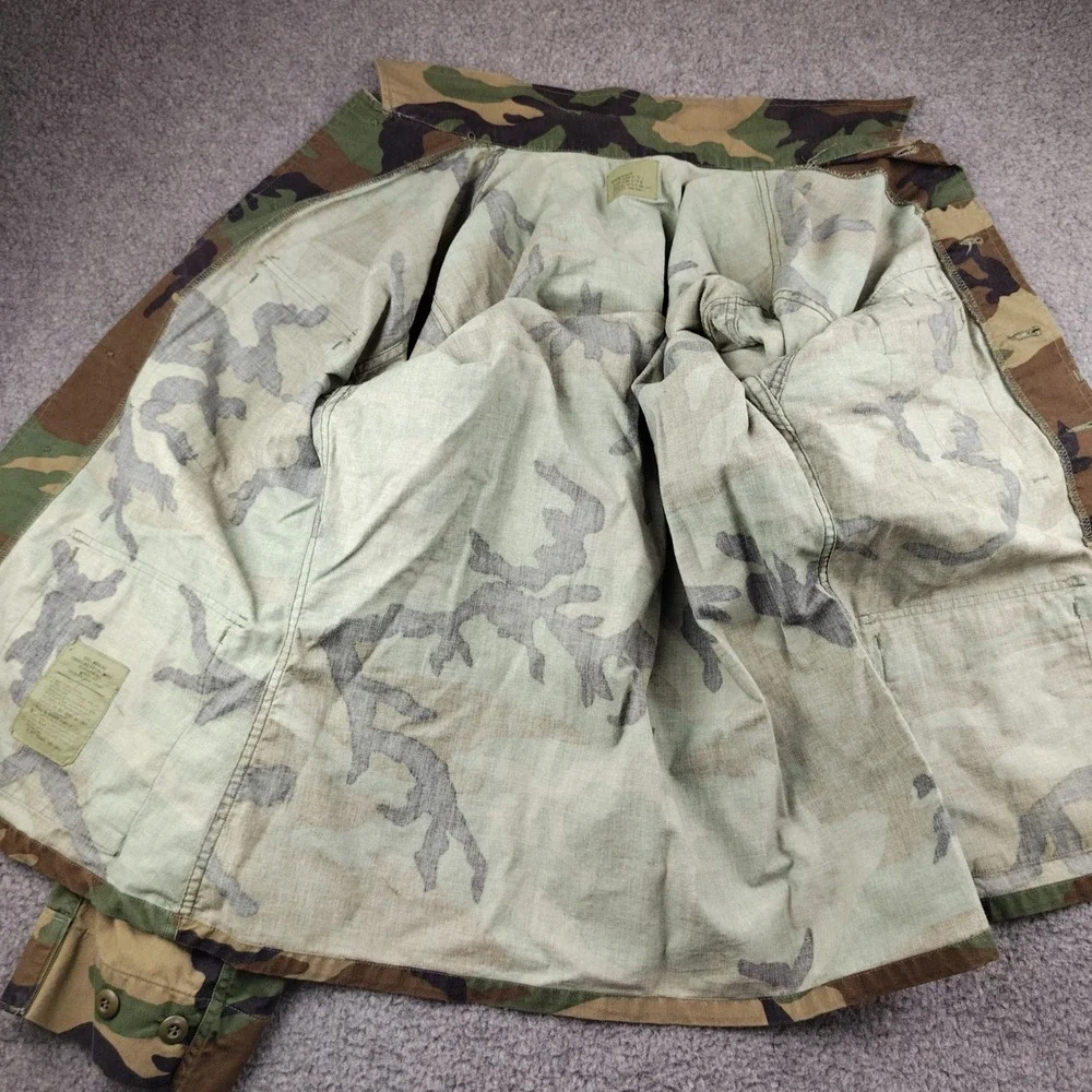 VTG 90s US Army Woodland Camo Combat Coat Jacket Medium BDU Ripstop Military